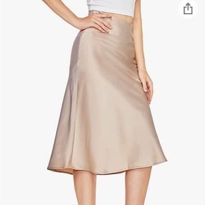 Satin Cream Midi Skirt